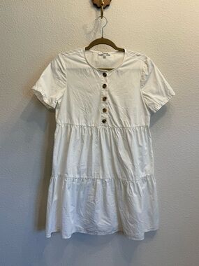 Madewell White Tiered Button Front Dress – XS